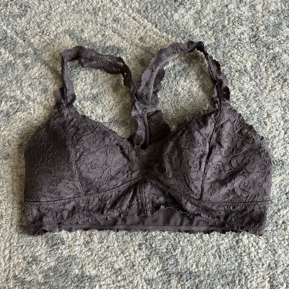 Dark Grey Lace Racerback Bralette- XL